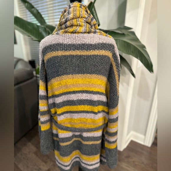 BELTED Chunky Knit Long Cardigan Striped ALPACA WOOL Elizabeth & James size M/L - Picture 9 of 14
